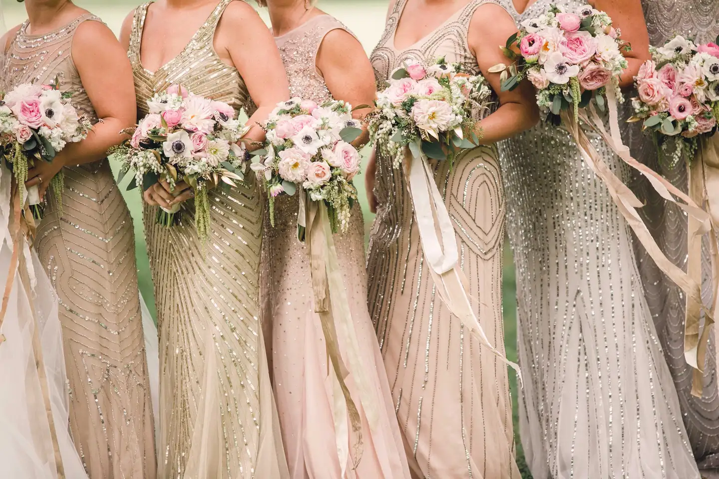Metallic sequin bridesmaid dresses hot sale