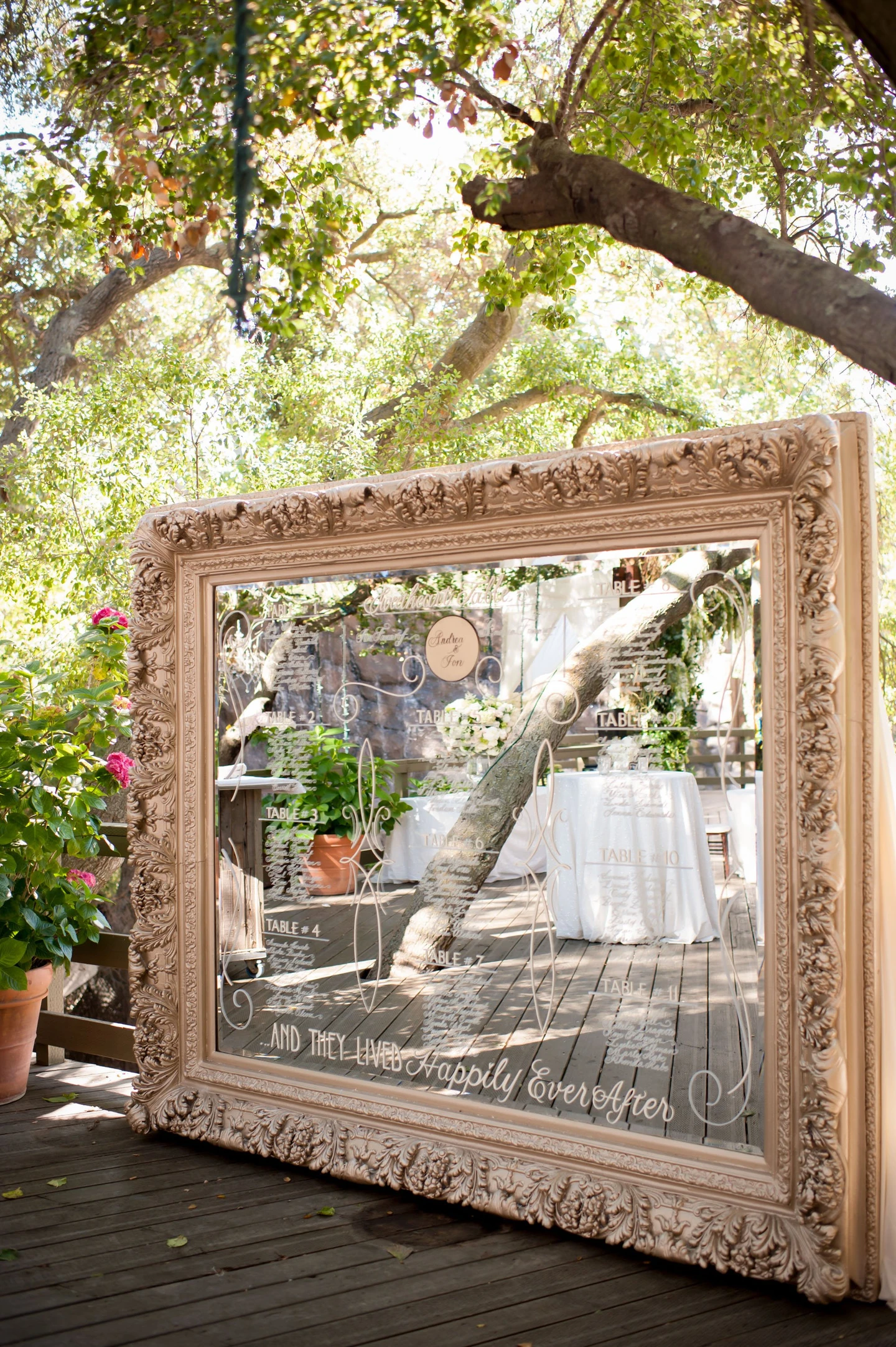 Large Framed Mirror with Table Assignments